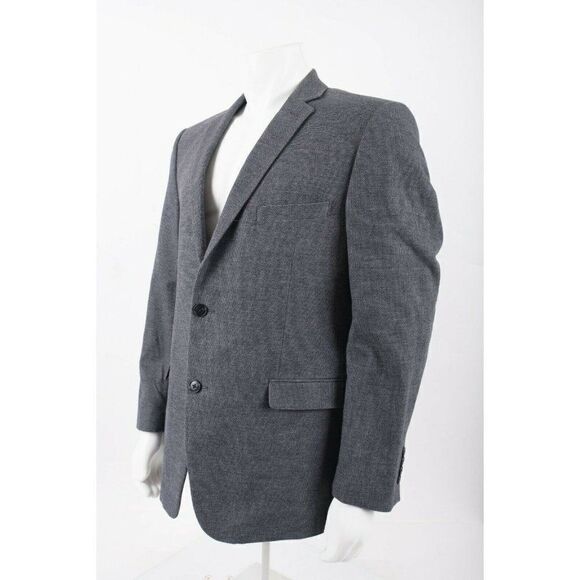 Harve Benard Mens Suit Jacket Blazer Sport Coat Sz 44R 44 Black Gray cotton NWOT - Picture 3 of 7